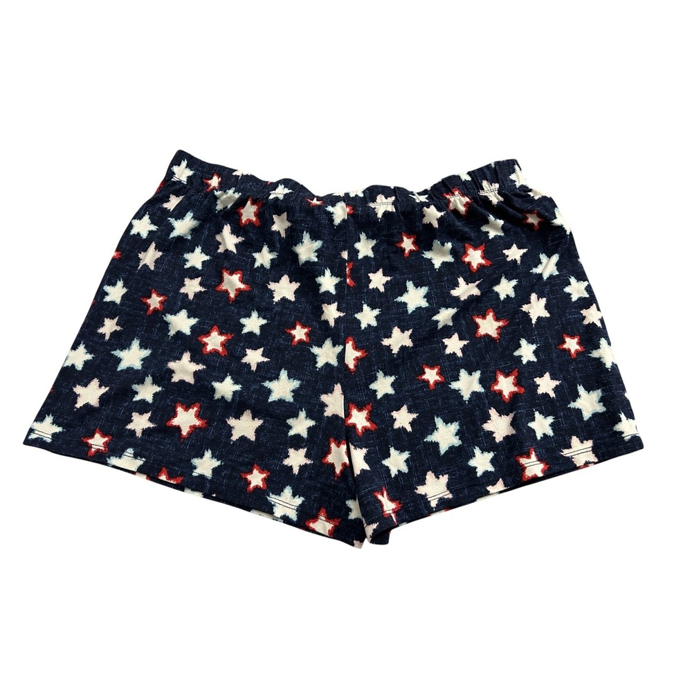 Way to Celebrate Pajama Shorts Womens L Blue Excellent Patriotic Star Print